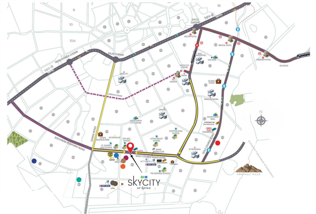 M3M Skycity Sector 65 Gurgaon Location map