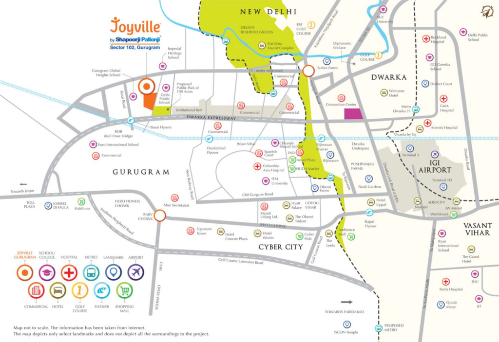 Shapoorji Pallonji Joyville Sector 102 Gurgaon location map