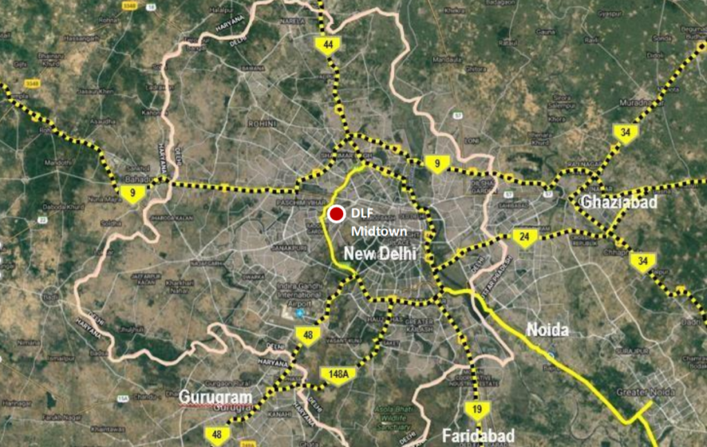 dlf midtown moti nagar new delhi location map