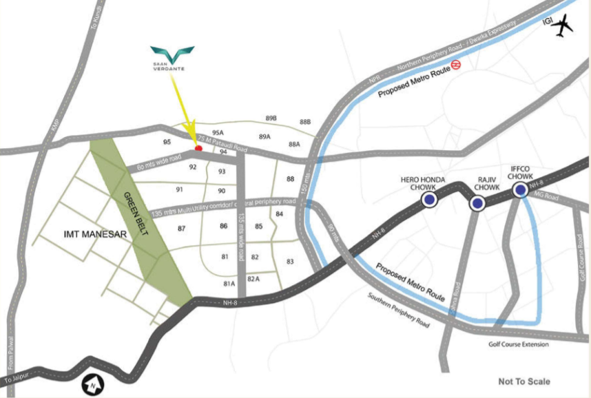 saan verdante Gurgaon location map