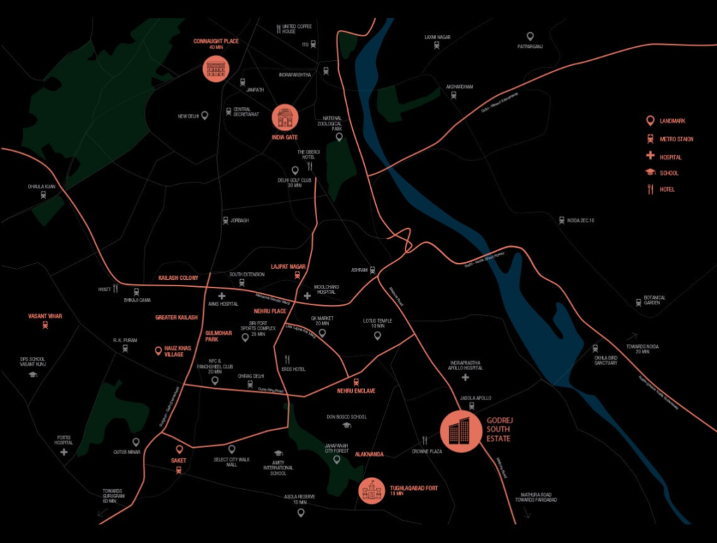 Godrej South Estate Prima Okhla Delhi Location Map